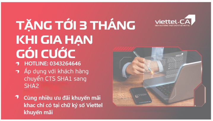 các chương trình chữ ký số Viettel khuyến mãi